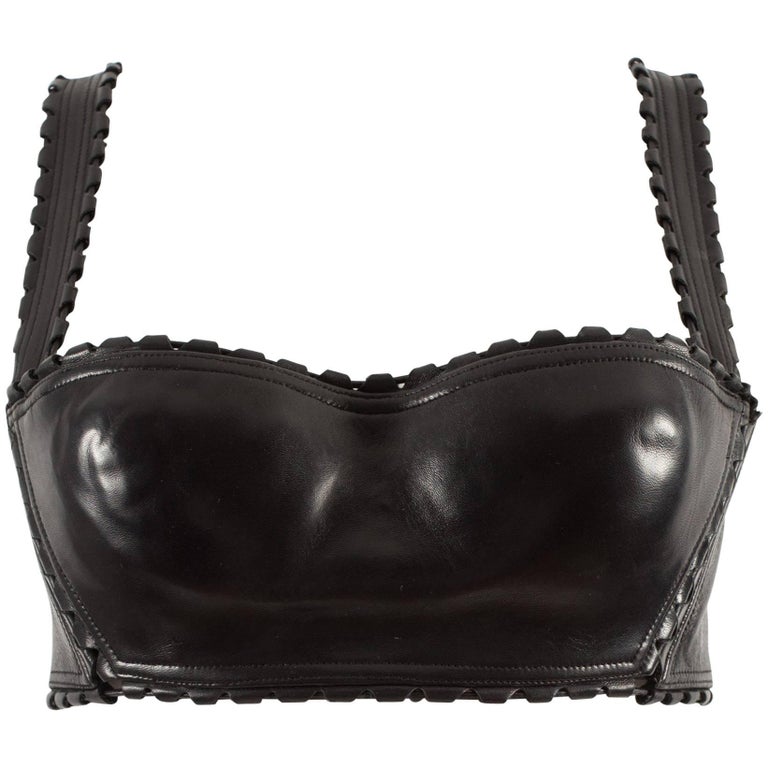 Alaia SpringSummer 1992 black leather lace up bra For Sale at 1stDibs