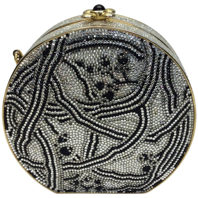 Judith Leiber Black And Silver Rhinestone Clutch For Sale at 1stDibs