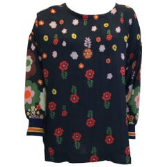Warm Floral Printed Long Sleeve Blouse