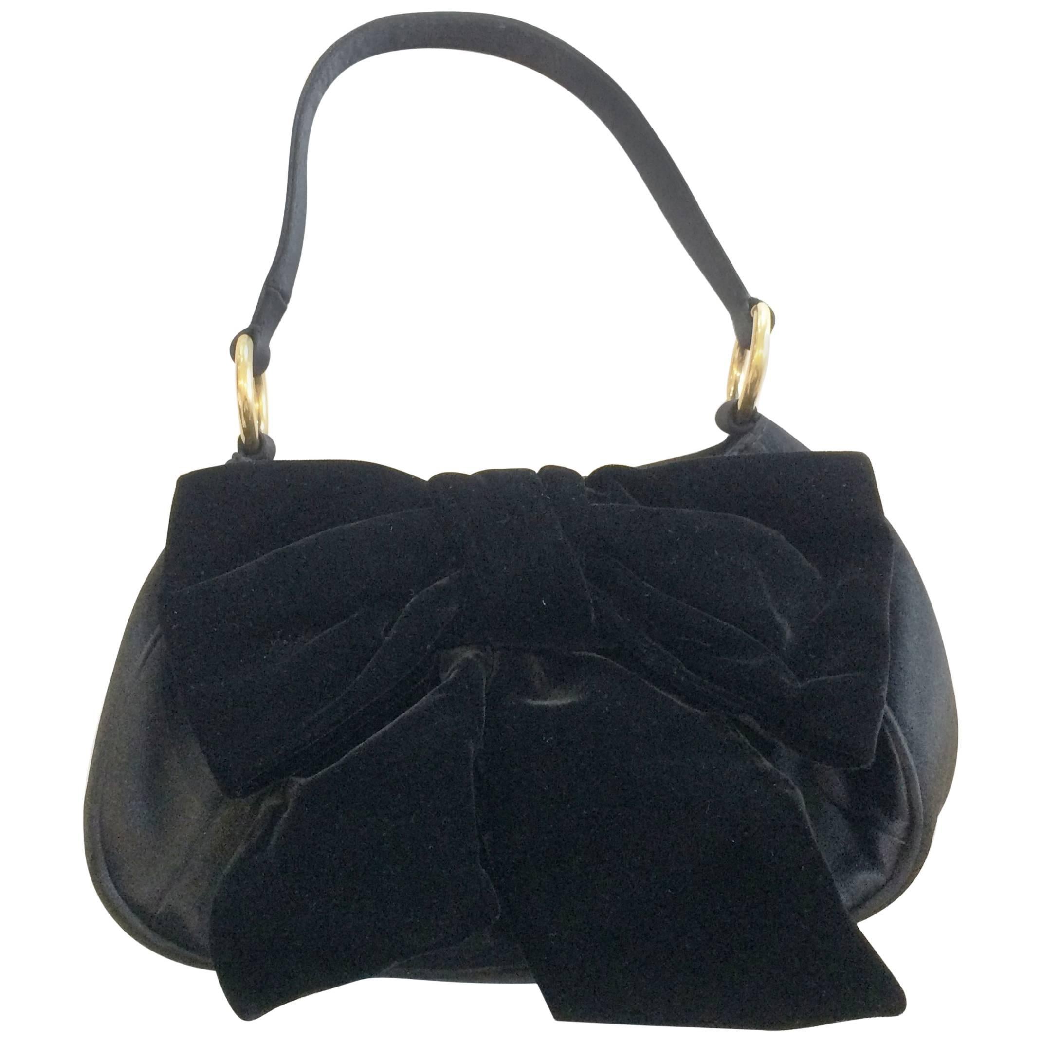 Vintage Yves St Lauren YSL black velvet evening bag handbag