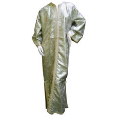Exotic 1970s Silver Metallic Caftan Gown for Saks Fifth Avenue 7