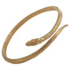 Art Deco 9ct gold snake serpent bangle bracelet