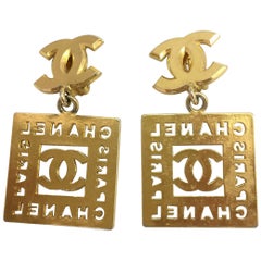 Chanel Double Monogram Gold Tone Clip On Earrings