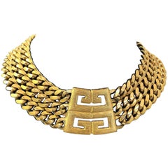Givenchy Triple Chain Gold Tone Monogram Necklace 
