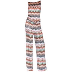 Missoni Signature Zigzag Crochet Knit Open Back Jumpsuit with Belt 8