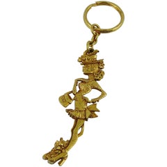 Christian Lacroix Vintage Gold Toned Figural Key Ring Bag Charm