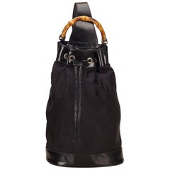 Vintage Gucci Black Bamboo Drawstring Backpack