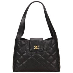 Chanel Black Matelasse Quilted Caviar Leather Shoulder Bag