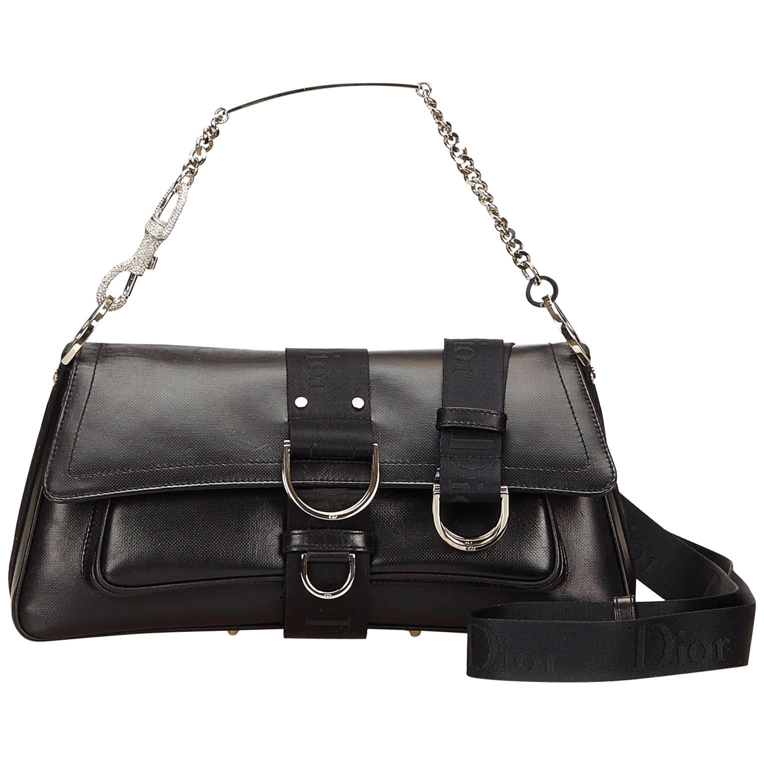 Christian Dior Black Leather Shoulder Bag 
