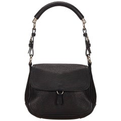 Prada Black Leather Flap Shoulder Bag