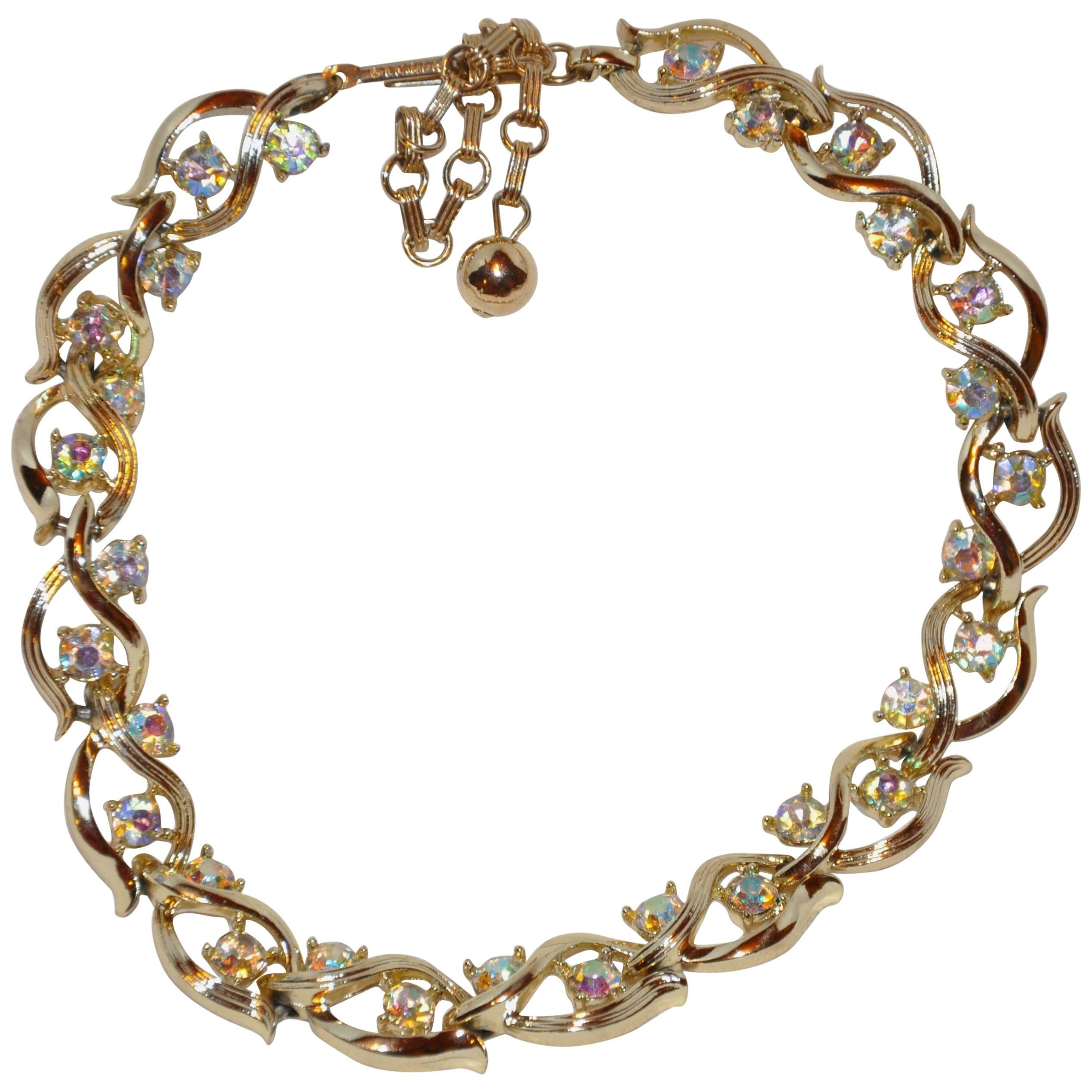 Lisner Gilded Gold Vermeil with Multi-Color Accent Necklace For Sale