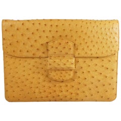 Giorgio's Caramel Ostrich Oversize Clutch 