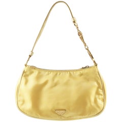 Prada Yellow Nylon and Leather Baguette