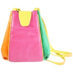 Vintage 1980s Multi Color Leather Crossbody Bag 