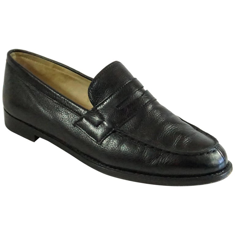 Manolo Blahnik Black Leather Penny Loafers -37.5 For Sale at 1stDibs ...