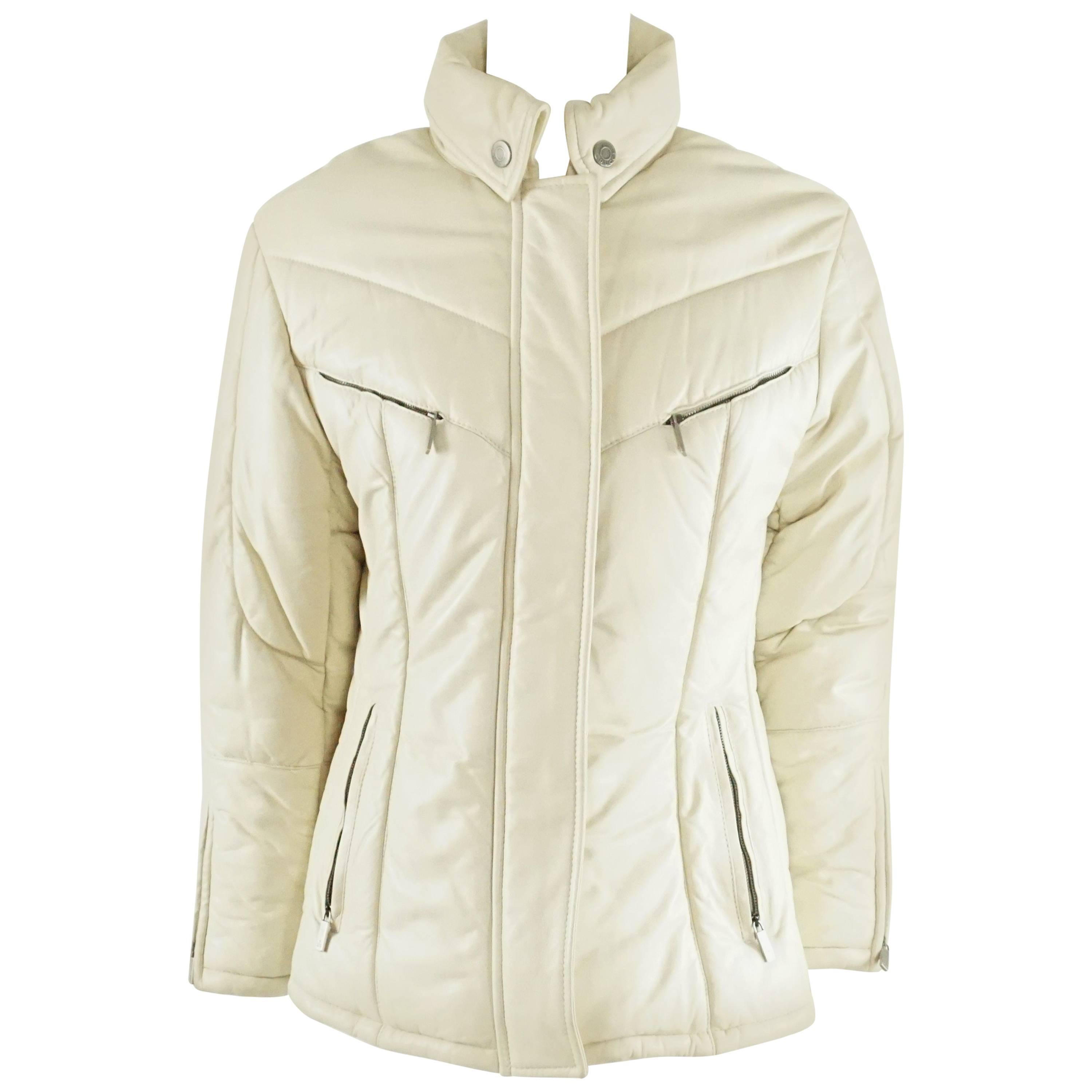 Gucci Bone Leather Puffer Jacket with Hood - 46