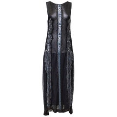 1970's Black Knit and Embroidered Maxi Dress and Shawl 