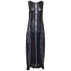 1970's Black Knit and Embroidered Maxi Dress and Shawl