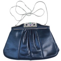 Navy Lizard Judith Lieber Precious Stone Clutch 