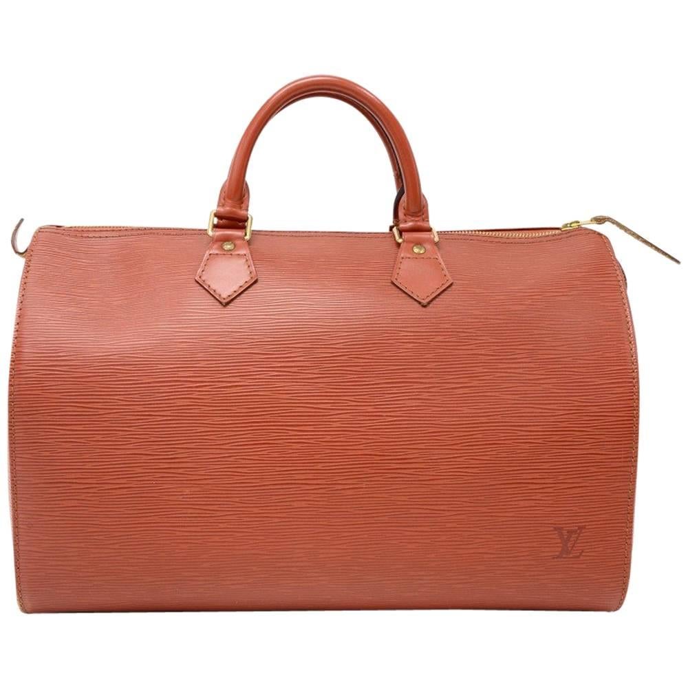 Vintage Louis Vuitton Speedy 35 Brown Kenyan Fawn Epi Leather City Hand Bag 