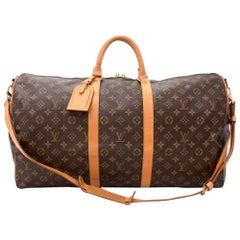 Vintage Louis Vuitton Keepall 55 Bandouliere Monogram Canvas Duffel Bag + Strap