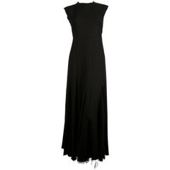 CELINE by PHOEBE PHILO black runway dress with fringed hemline