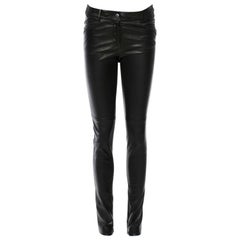 Chanel Lambskin Stretch Skinny Leather Pants CC Logo Pockets