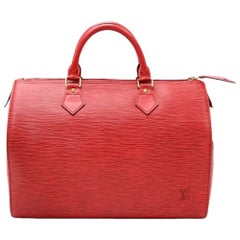 Retro Louis Vuitton Speedy 30 Red Epi Leather City Hand Bag