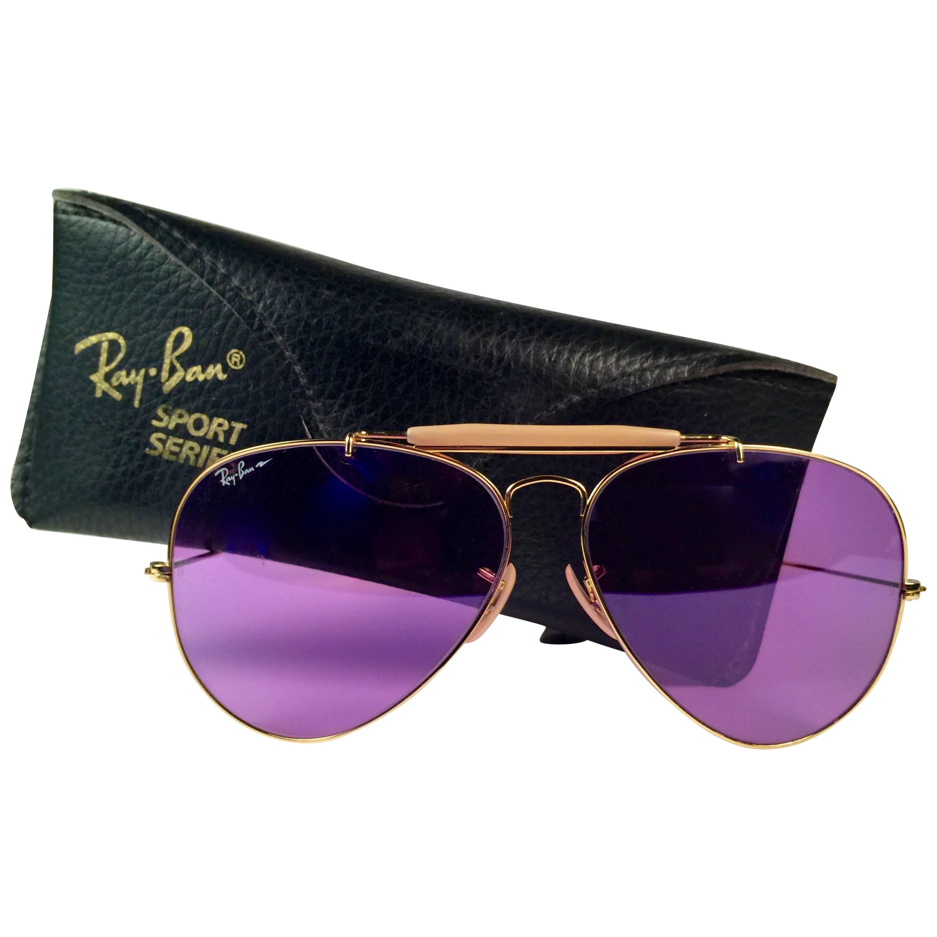 New Ray Ban Purple Chromax 58Mm Outdoorsman Collectors Item USA Sunglasses