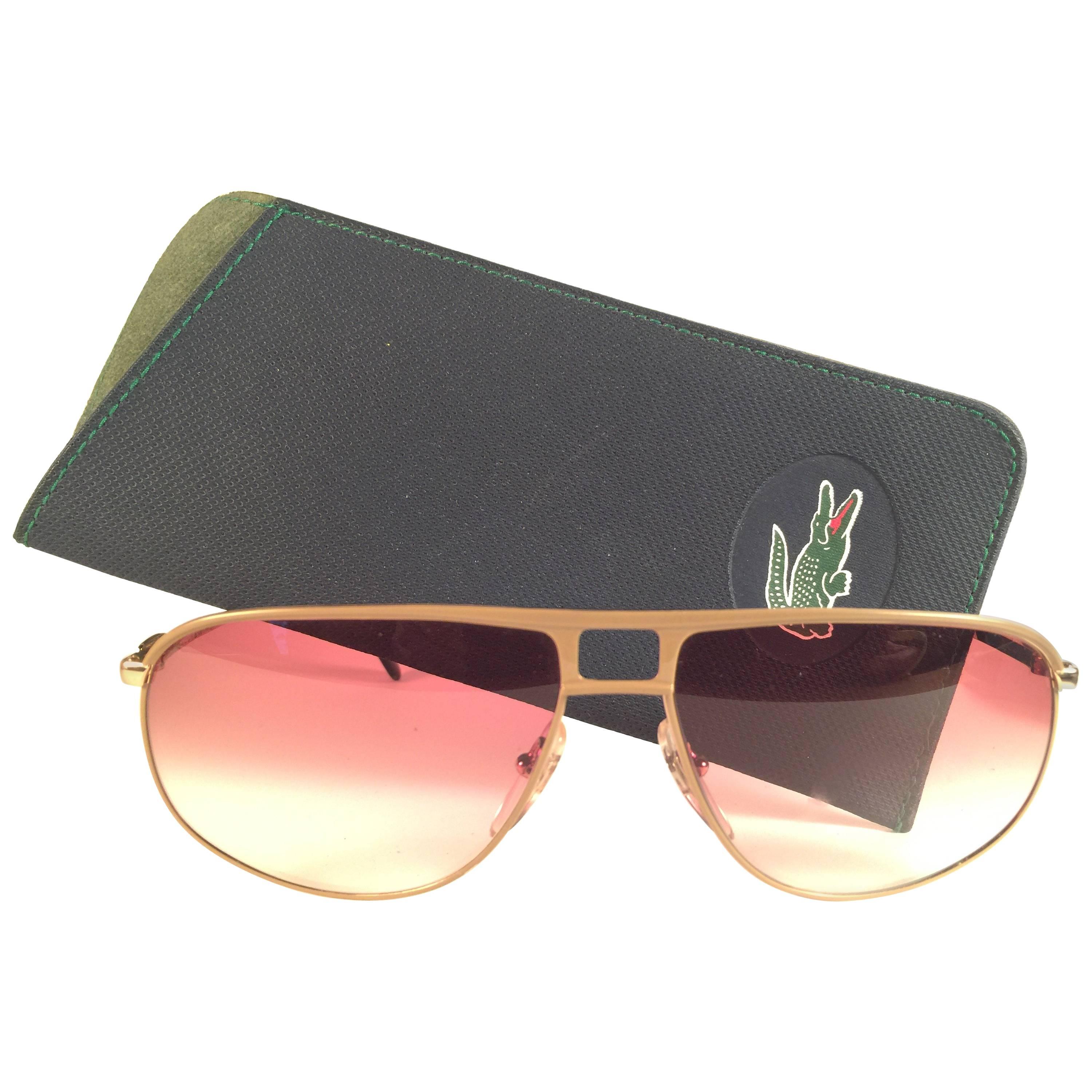 New Vintage Lacoste Gold Rose Gradient 1980's Sunglasses Made in France 