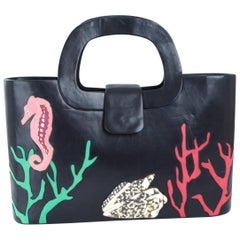 Vintage ANDREA PFISTER Underwater World Leather Purse with Snakeskin Application 5