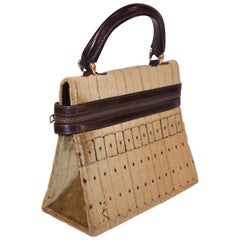 Unique C.1970 Roberta Di Camerino Velvet & Brown Leather Handbag 3