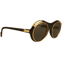 New Cartier Diabolo Gold & Black 53mm 24k Gold Sunglasses France