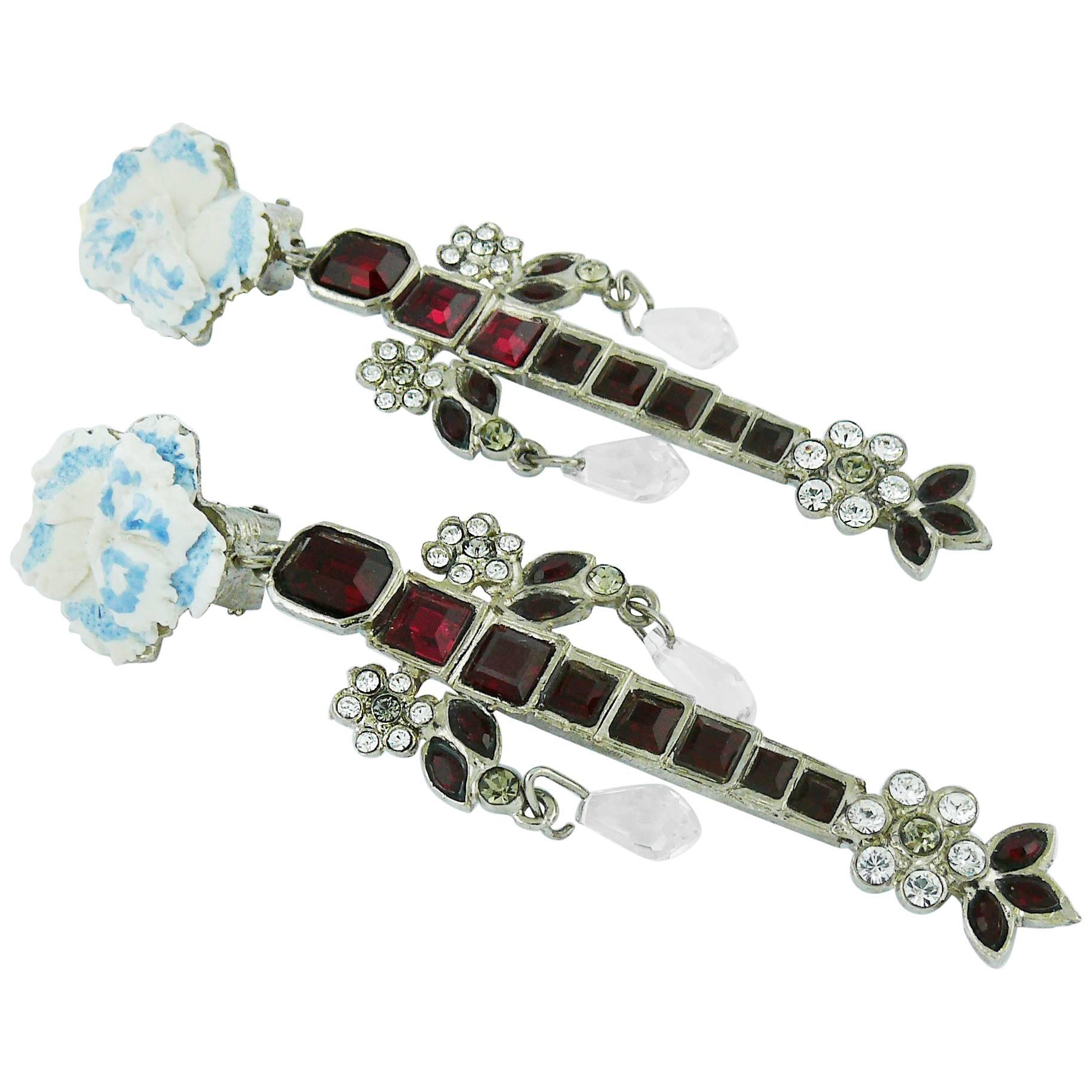 Christian Lacroix Vintage Jewelled Dangling Earrings