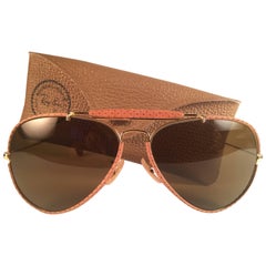 Neu Vintage Ray Ban Leathers Outdoorsman Perforiertes Leder 62' B&L Sonnenbrille