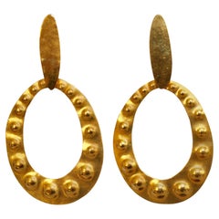 Herve van der Straeten Gilded Brass Embossed Clip Earrings 6