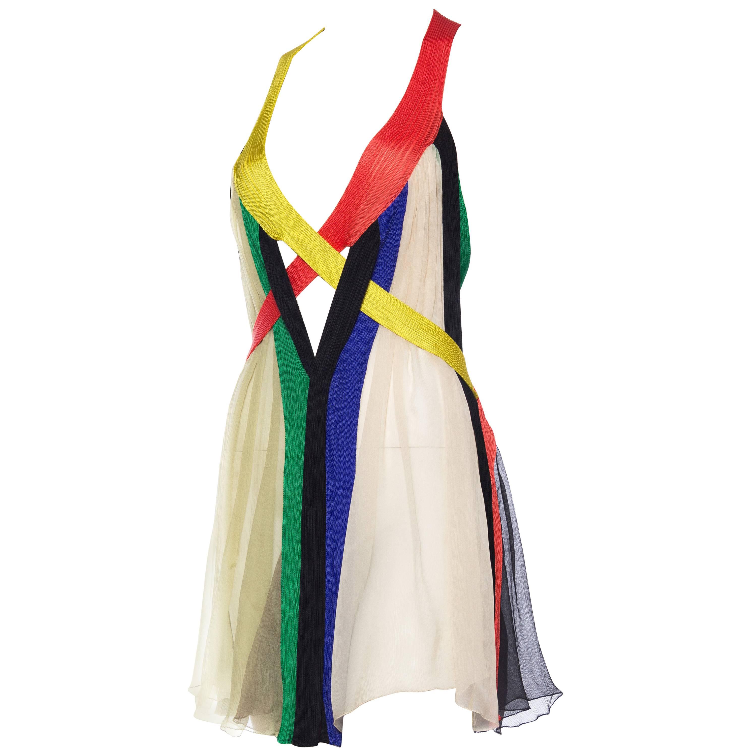 Jean Paul Gaultier Sheer Rainbow Strap Dress