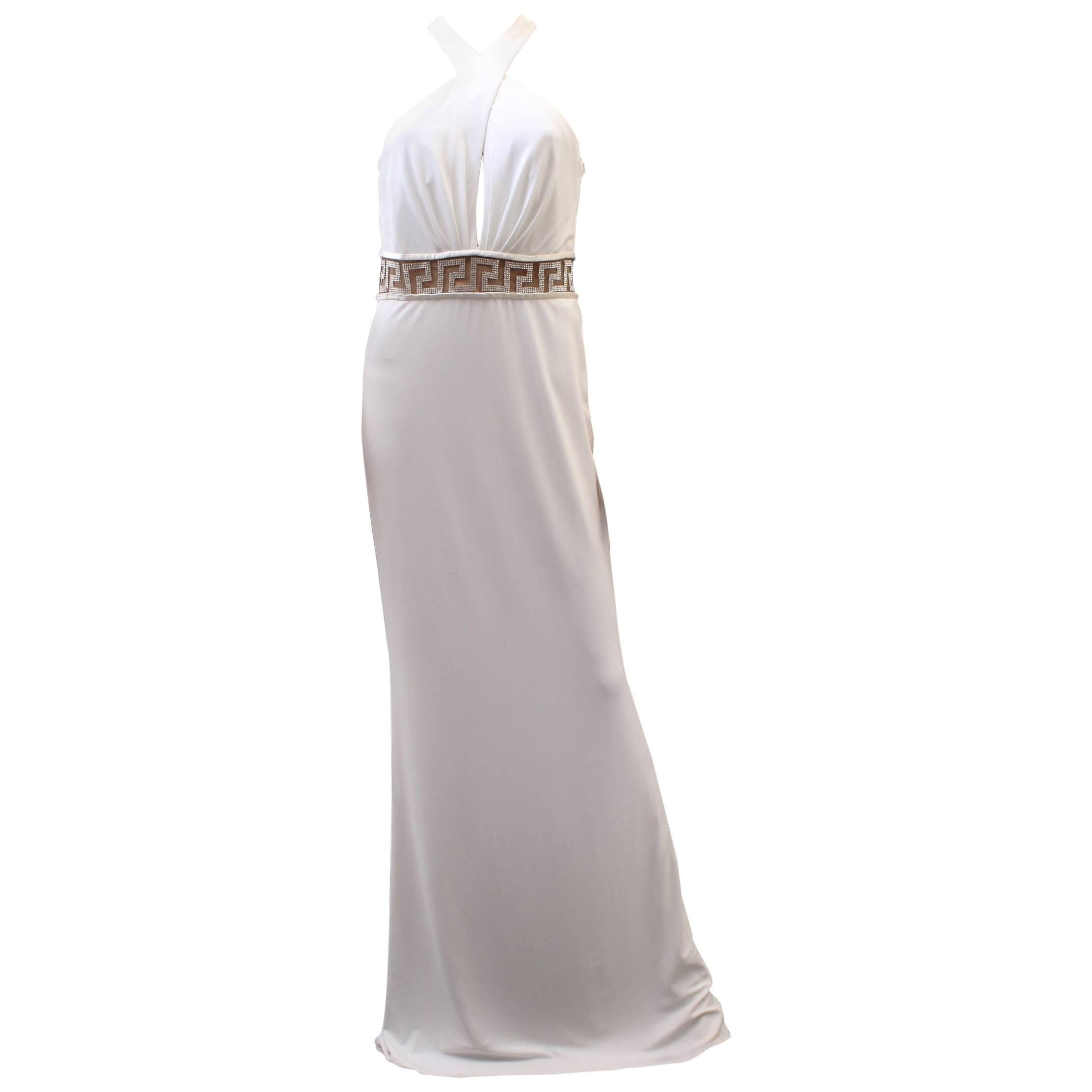 Versace Crystal Embellished white gown