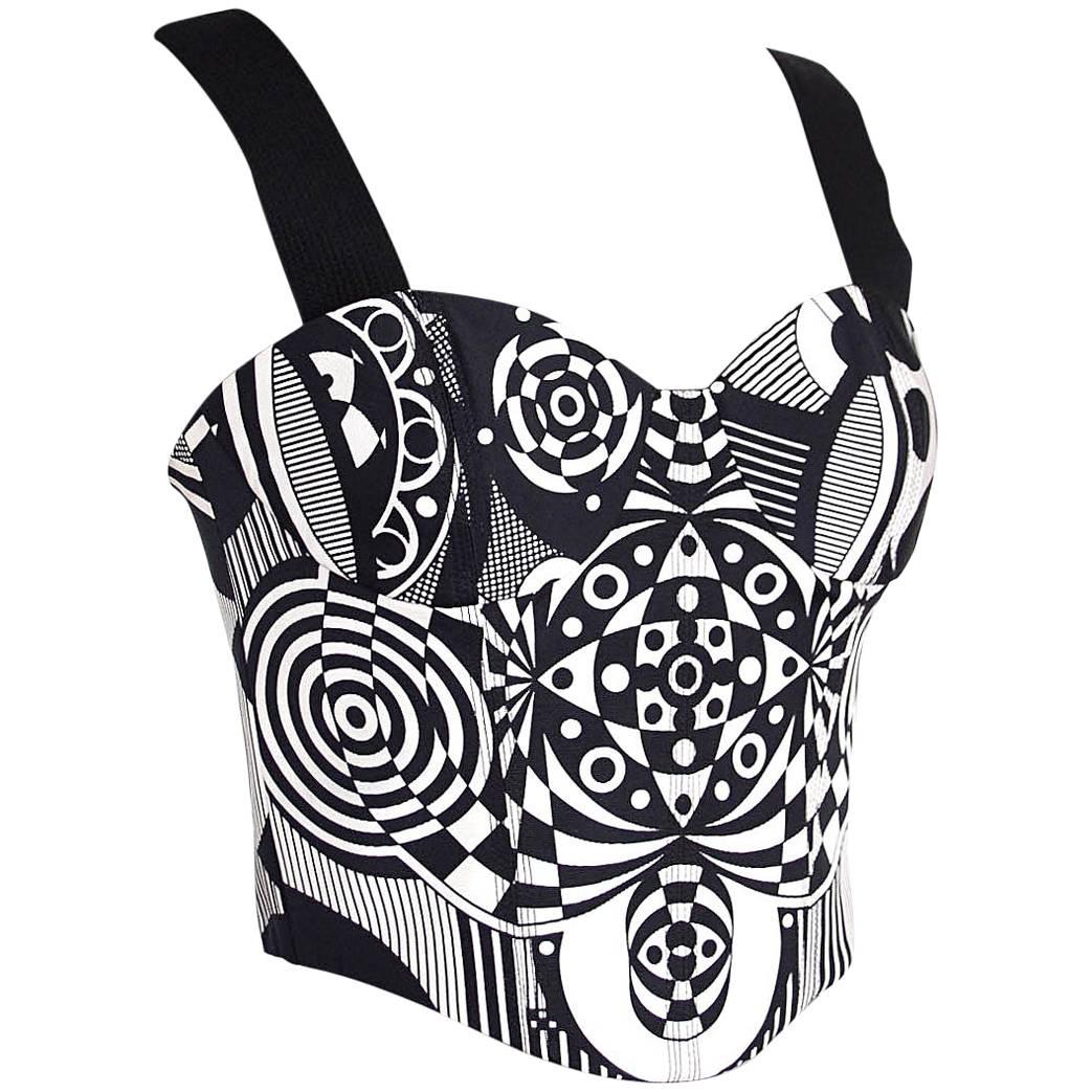 Gianni Versace Couture Vintage Bustier Black and White  38 / 4  