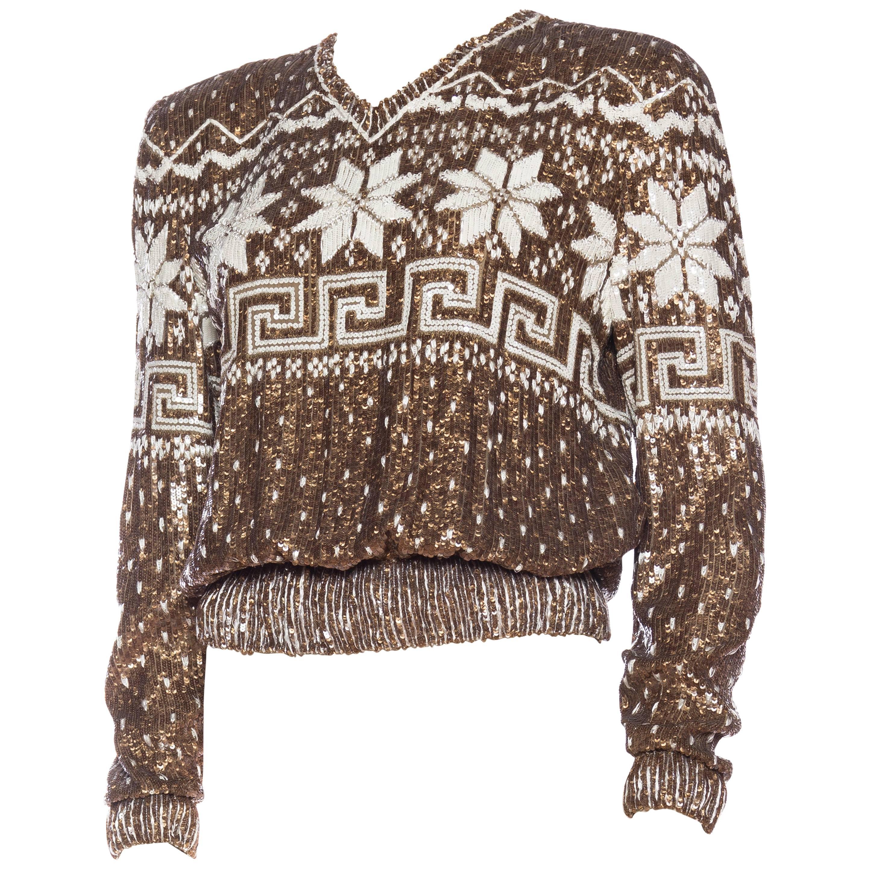 Valentino "Faux" Fairisle Sweater in Sequins and Embroidery