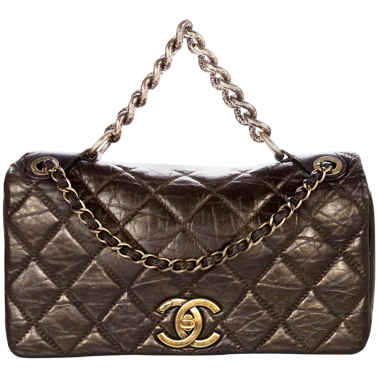 Chanel Metallic Brown Aged Calfskin Small Pondicherry Flap Bag For Sale at  1stDibs