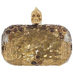 Alexander McQueen Jaw Skull Sequin Box Clutch Bag