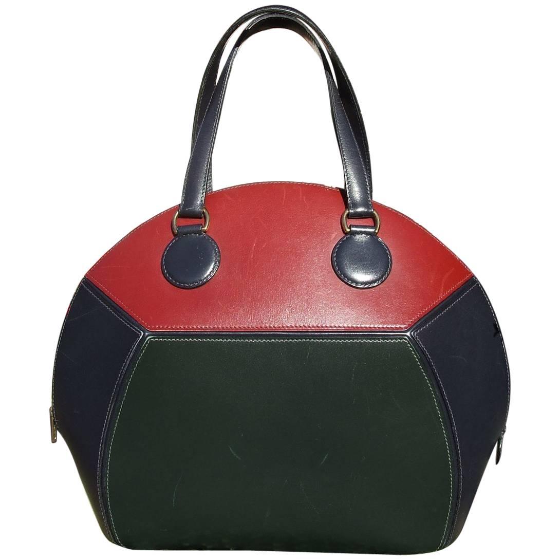 Rare Hermes Ile De Shiki Bag 3 colors Navy Blue Dark Green Red Box Leather GDW