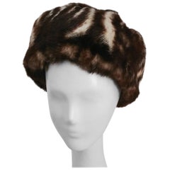 1960s Striped Rabbit Fur Hat