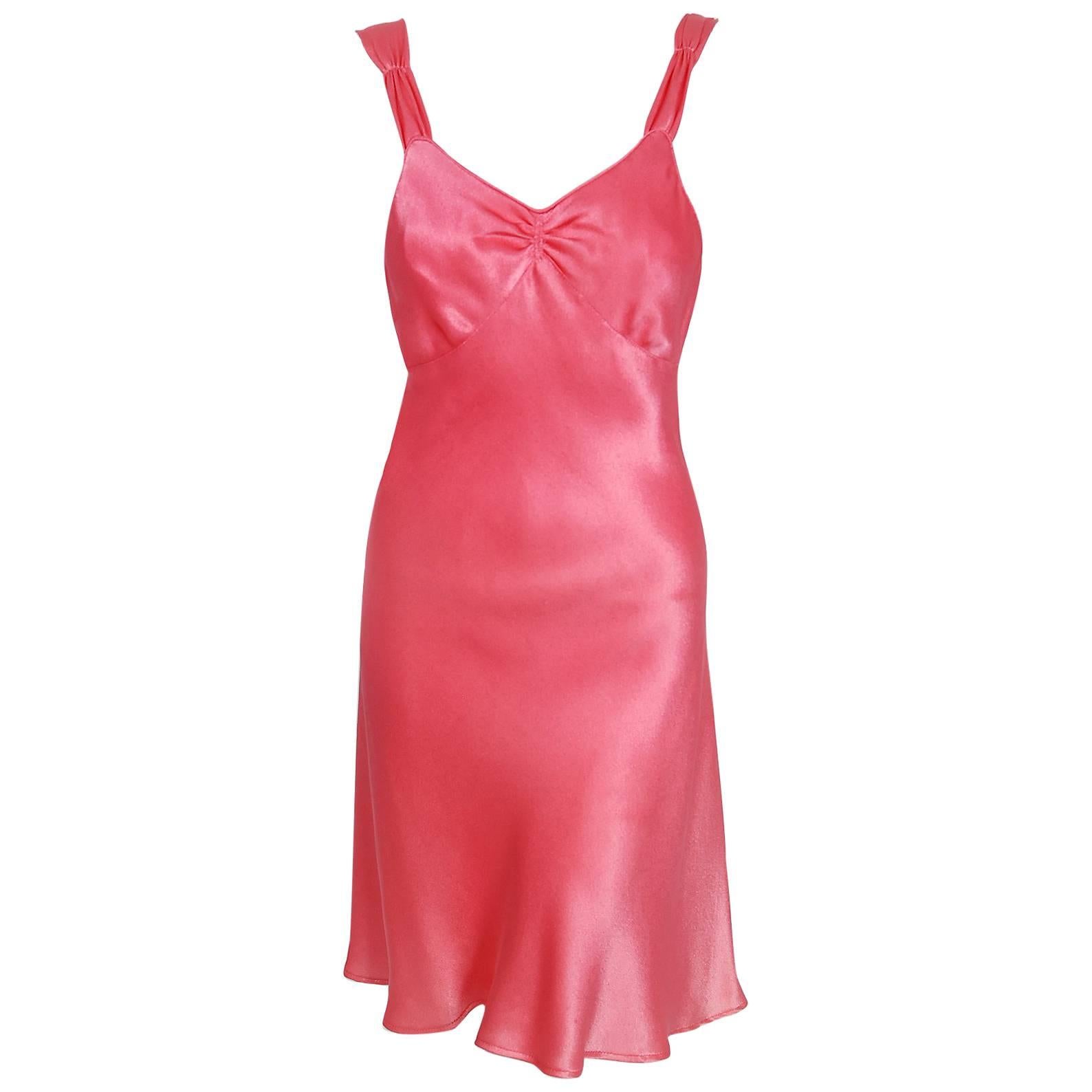 1960's Betsey Johnson for Paraphernalia Bubblegum Pink Satin Backless Dress 