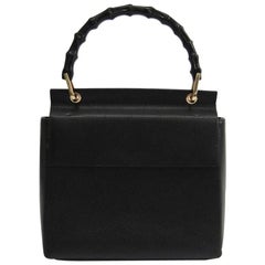 NEWFOUND LUXURY - Gucci Black Bamboo Top Handle Satchel Kelly Style Evening Bag