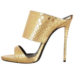 Giuseppe Zanotti New Sold Out Gold Slide In Evening High Heels Sandals in Box