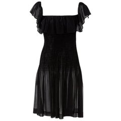 Yves Saint Laurent Silk Chiffon Smocked Dress 3
