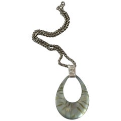 21st Century Silver Lucite & Crystal Pendant Necklace By, Alexis Bittar