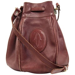 Vintage 1980s Cartier Brown Leather Bucket Bag